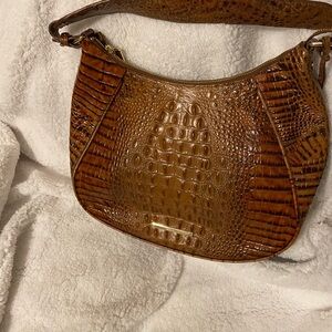 Brahmin Tan Crocodile-Embossed Shoulder Bag